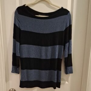 INC International Concepts Black and Blue Top 3/4 Sleeve